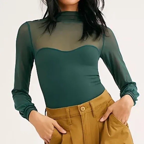 Free People Seamless Mesh Intimately Light up Layering Top M/L - Picture 2 of 6